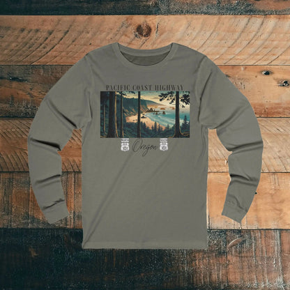Pacific Coast Highway Oregon Long Sleeve T-shirt Highway 101 - Parks ApparelLong - sleeve