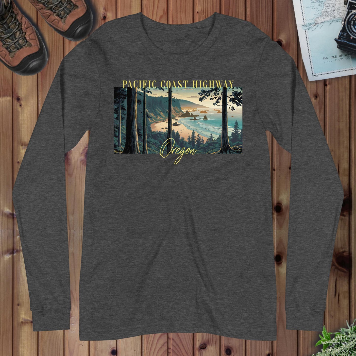 Pacific Coast Highway Oregon Long Sleeve T-Shirt - Parks ApparelLong - sleeve