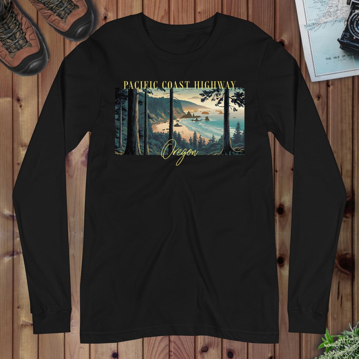 Pacific Coast Highway Oregon Long Sleeve T-Shirt - Parks ApparelLong - sleeve