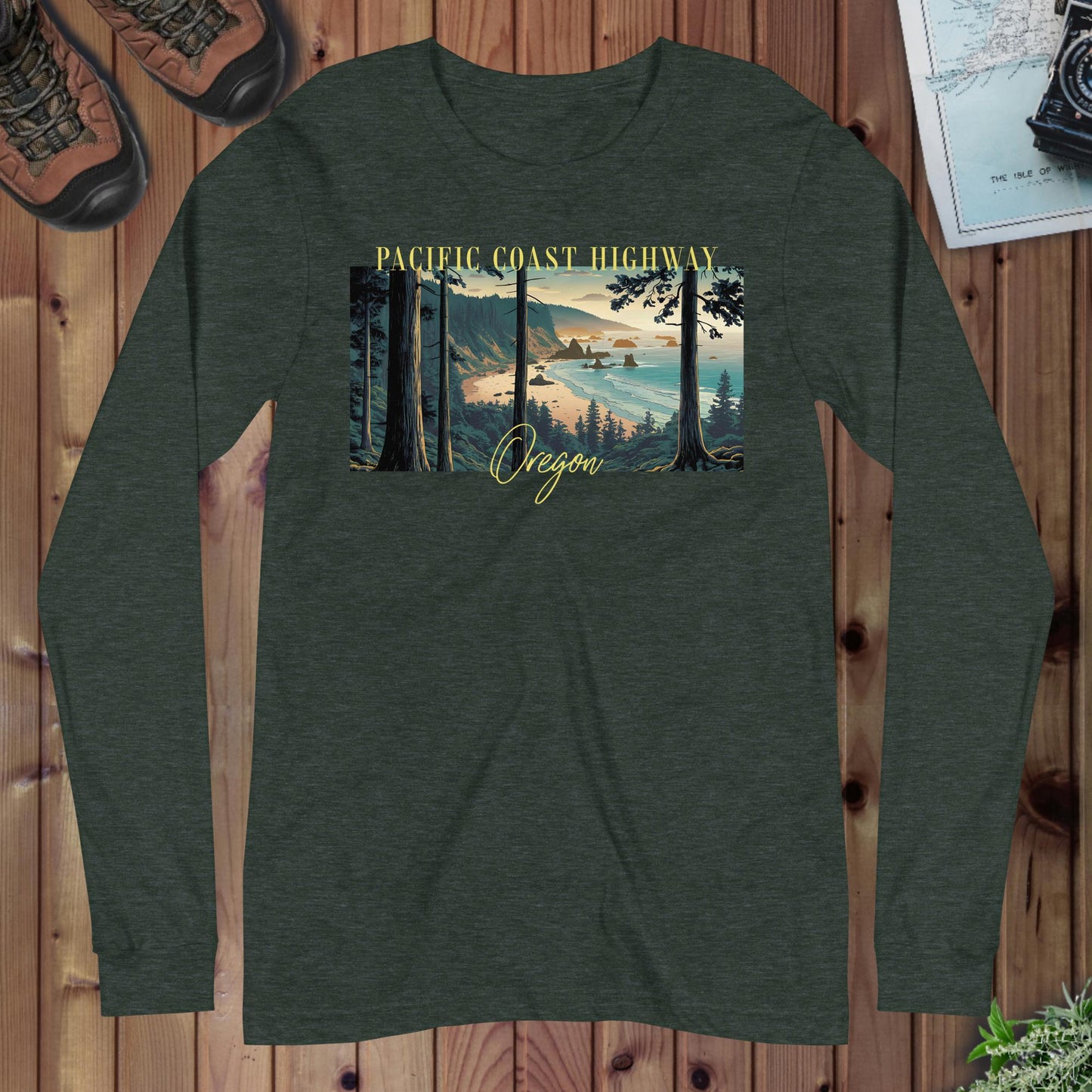 Pacific Coast Highway Oregon Long Sleeve T-Shirt - Parks ApparelLong - sleeve