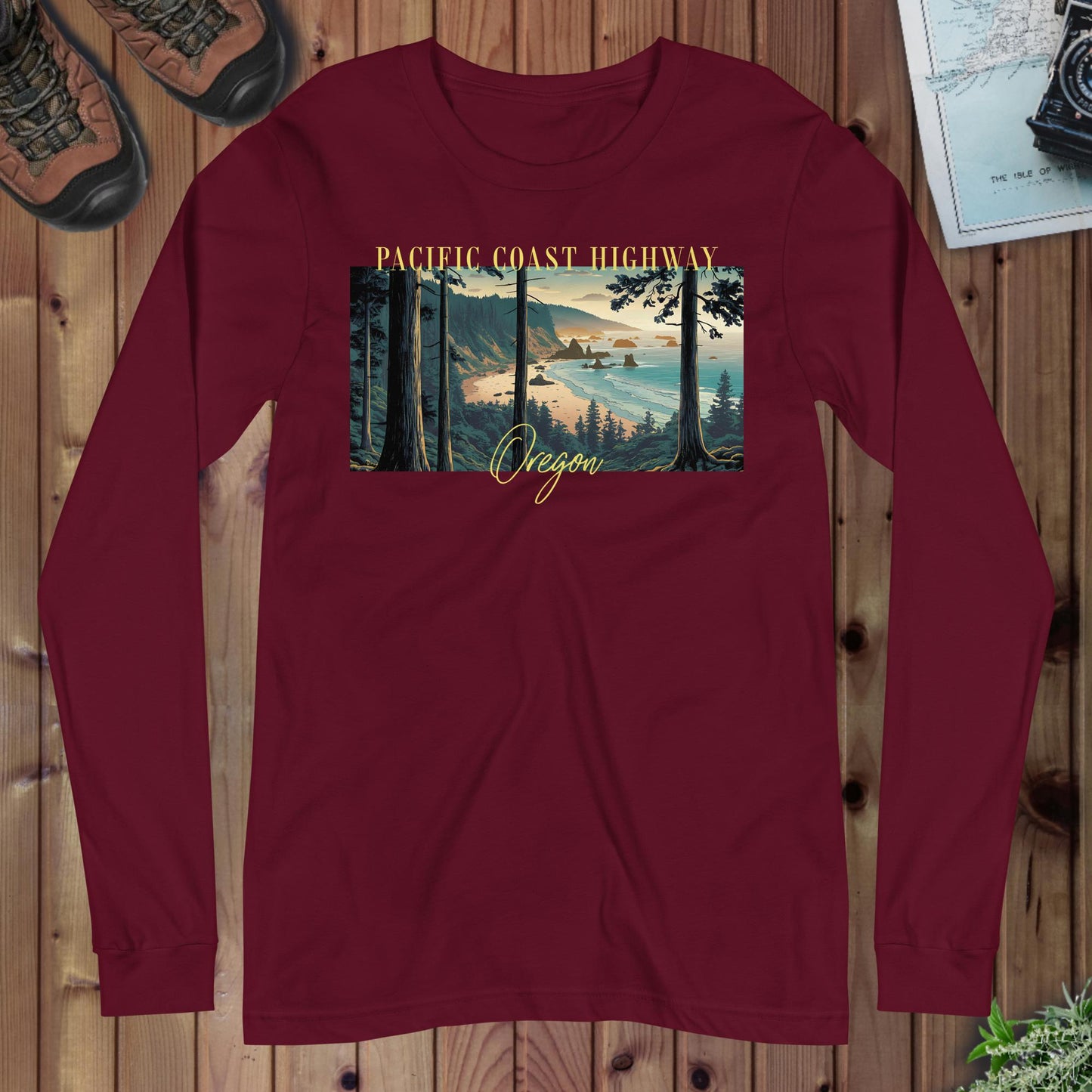 Pacific Coast Highway Oregon Long Sleeve T-Shirt - Parks ApparelLong - sleeve