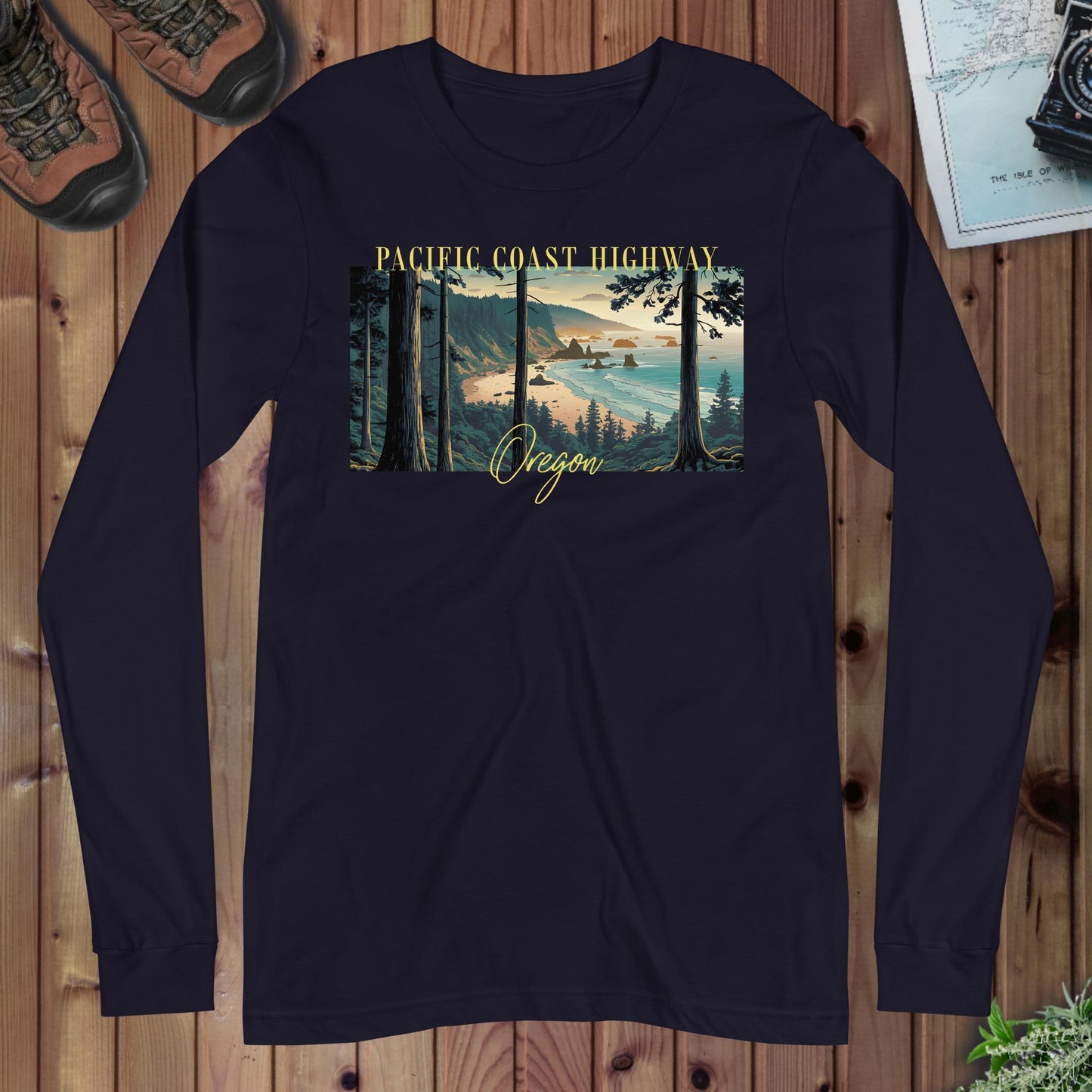 Pacific Coast Highway Oregon Long Sleeve T-Shirt - Parks ApparelLong - sleeve