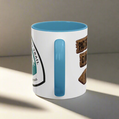 Pacific Crest Trail PCT mile sign accent coffee mug showing design detail or product variation
