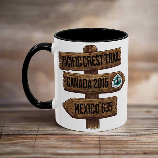 Pacific Crest Trail PCT mile sign accent coffee mug shown as primary product image