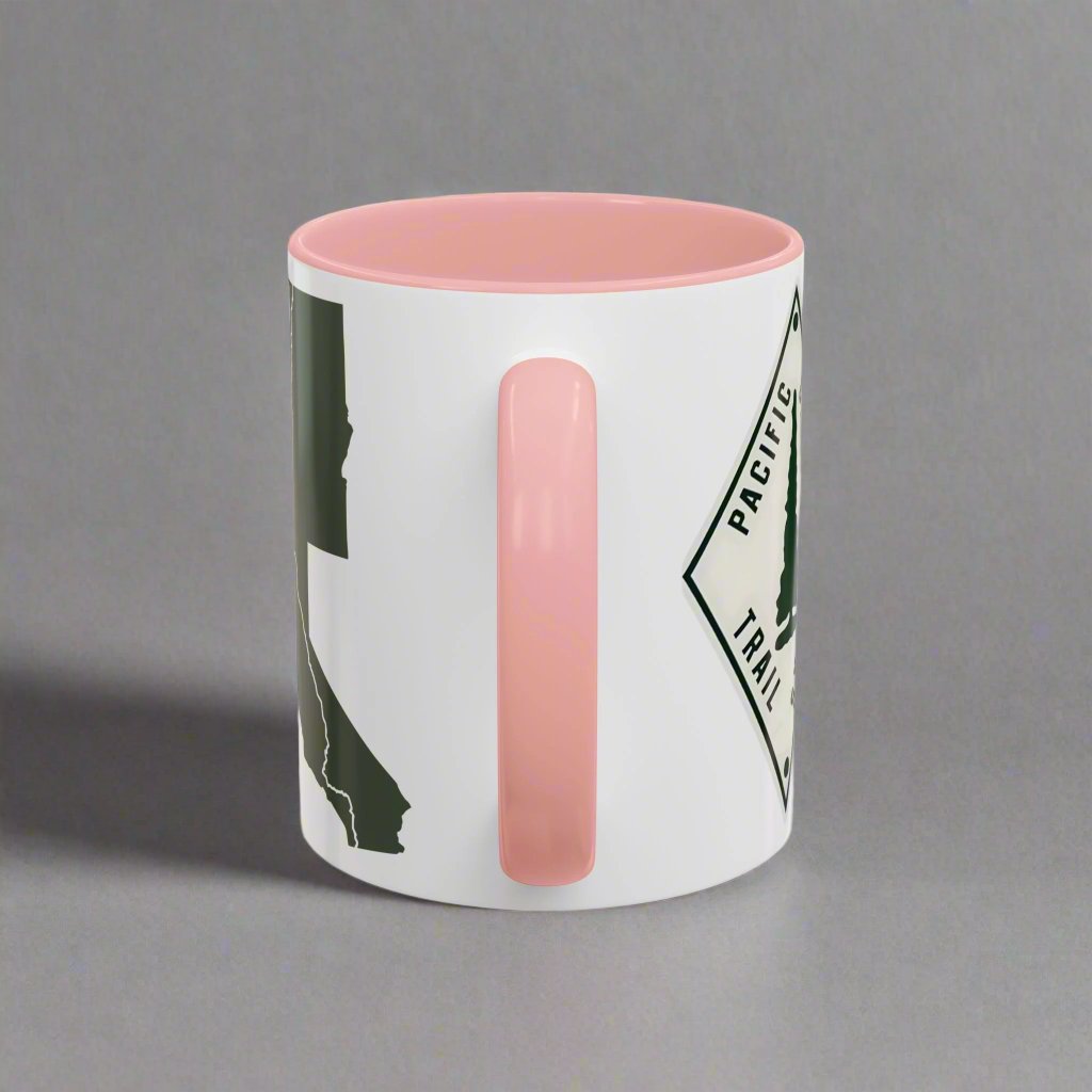 Pacific Crest Trail classic trail marker colored accent coffee mug showing design detail or product variation