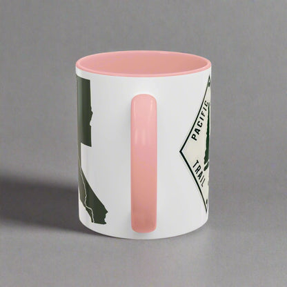 Pacific Crest Trail classic trail marker colored accent coffee mug showing design detail or product variation
