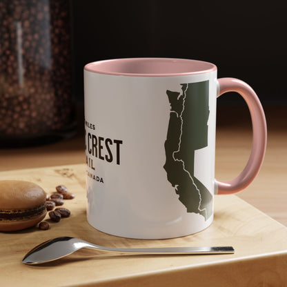 Pacific Crest Trail classic trail marker colored accent coffee mug showing design detail or product variation