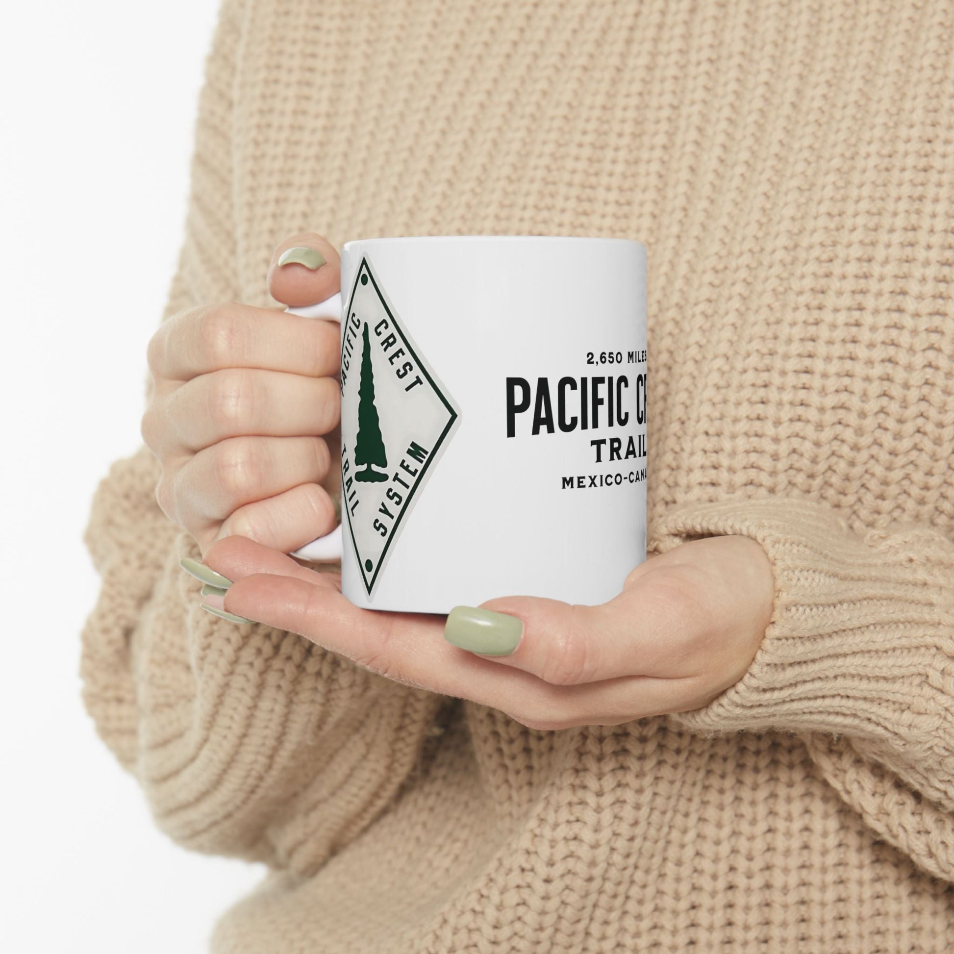 Pacific Crest Trail classic trail marker coffee mug showing design detail or product variation