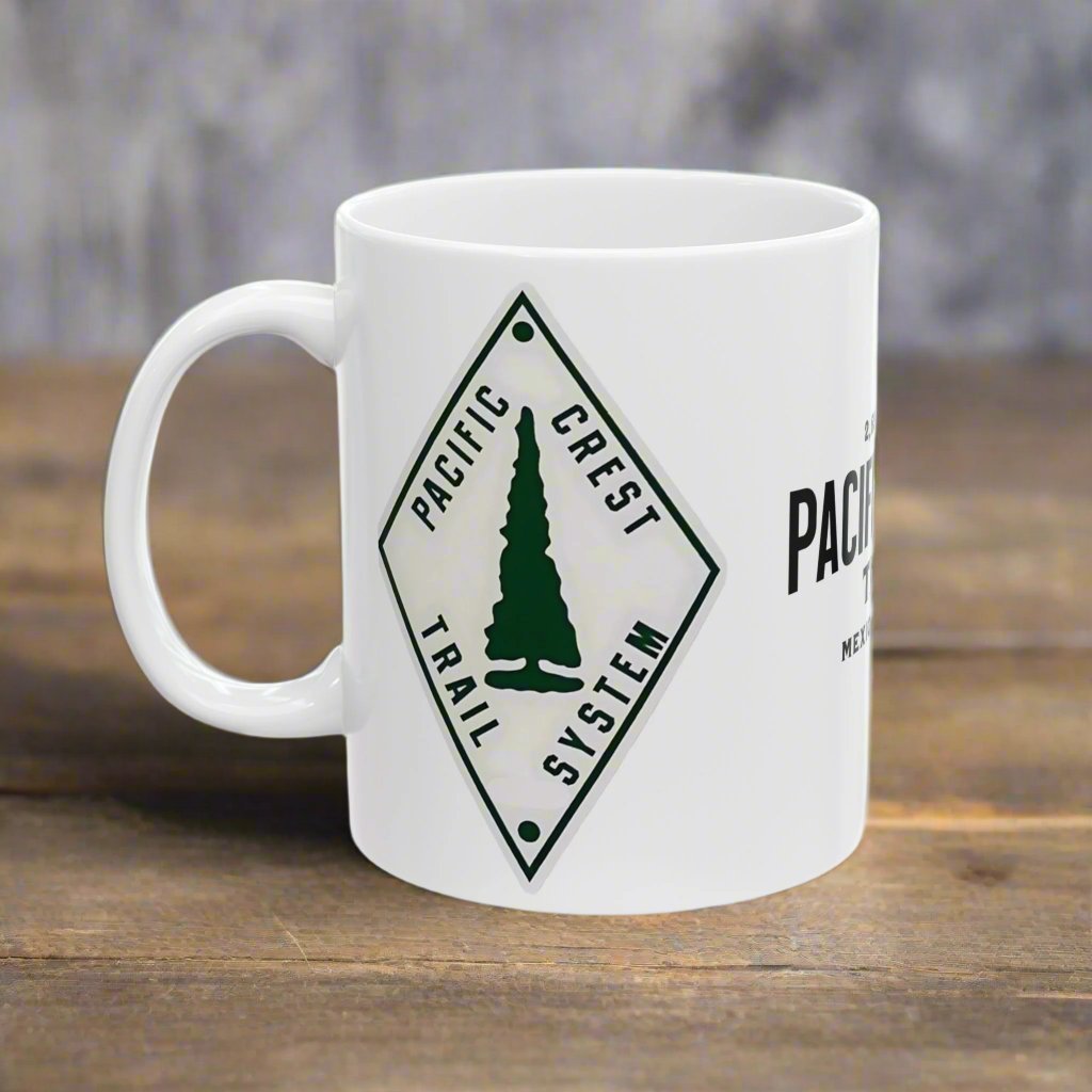 Pacific Crest Trail classic trail marker coffee mug shown as primary product image