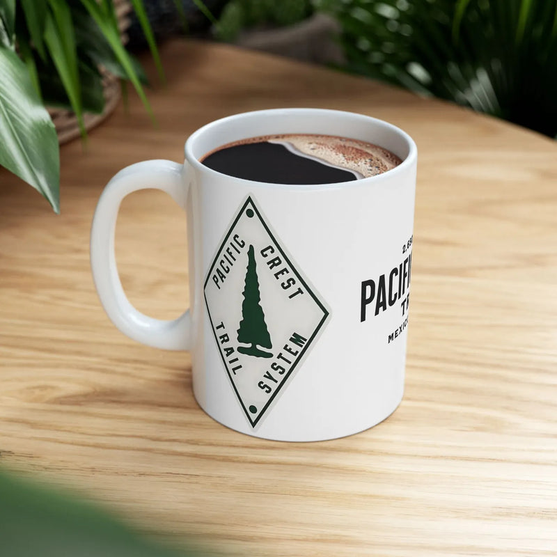 Pacific Crest Trail classic trail marker coffee mug showing design detail or product variation