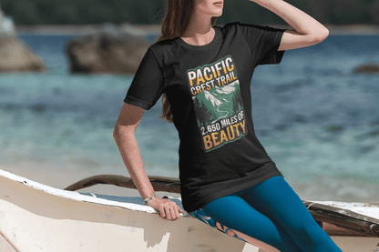 Pacific Crest Trail 2,650 Miles of Beauty graphic t-shirt shown from alternate product angle