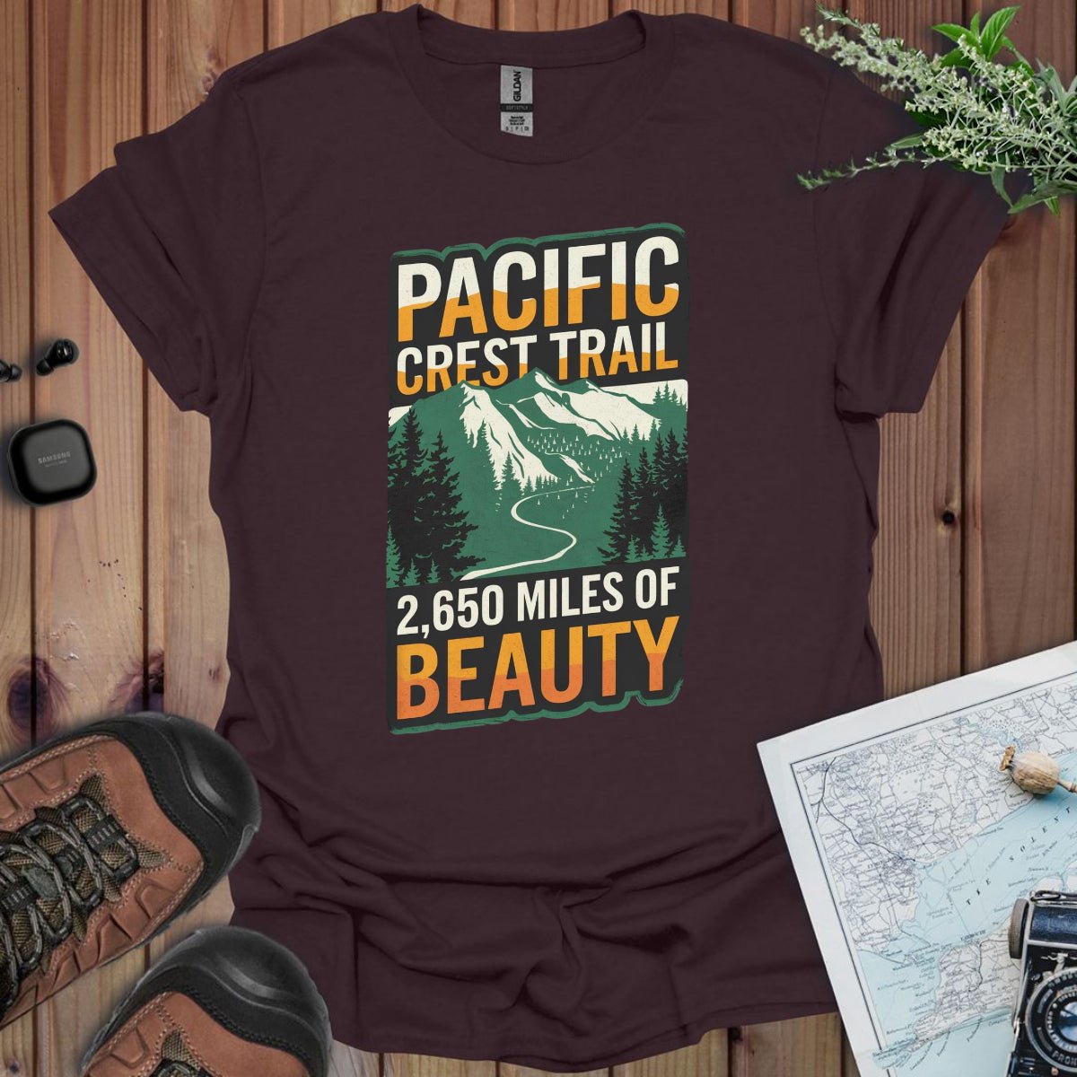 Pacific Crest Trail 2,650 Miles of Beauty graphic t-shirt detail or alternate product view