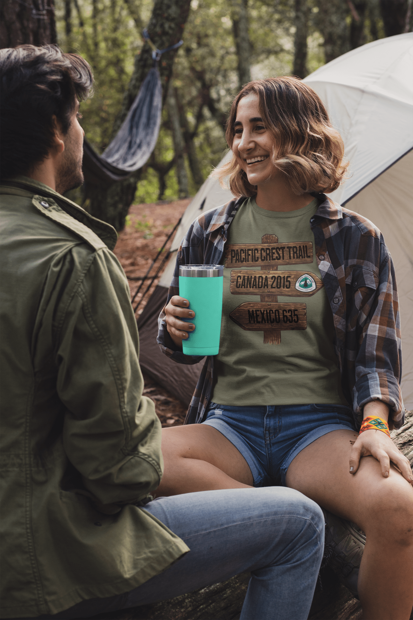 Pacific Crest Trail Mexico Canada 2650 mile sign graphic t-shirt shown in alternate apparel color