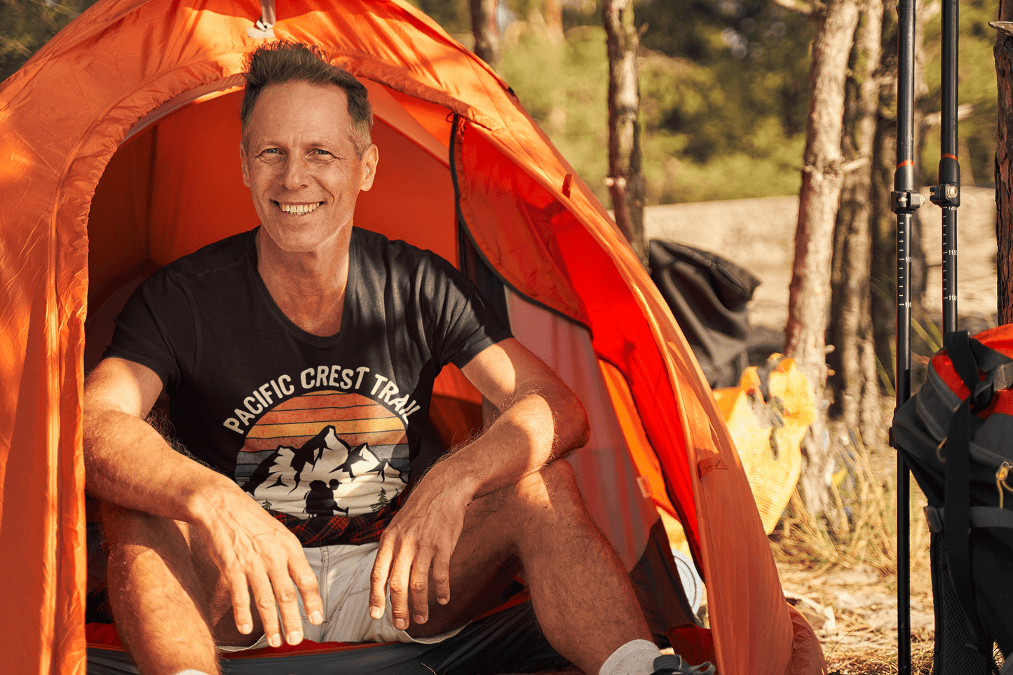 Pacific Crest Trail 2,650 Miles of Adventure graphic t-shirt shown from alternate product angle