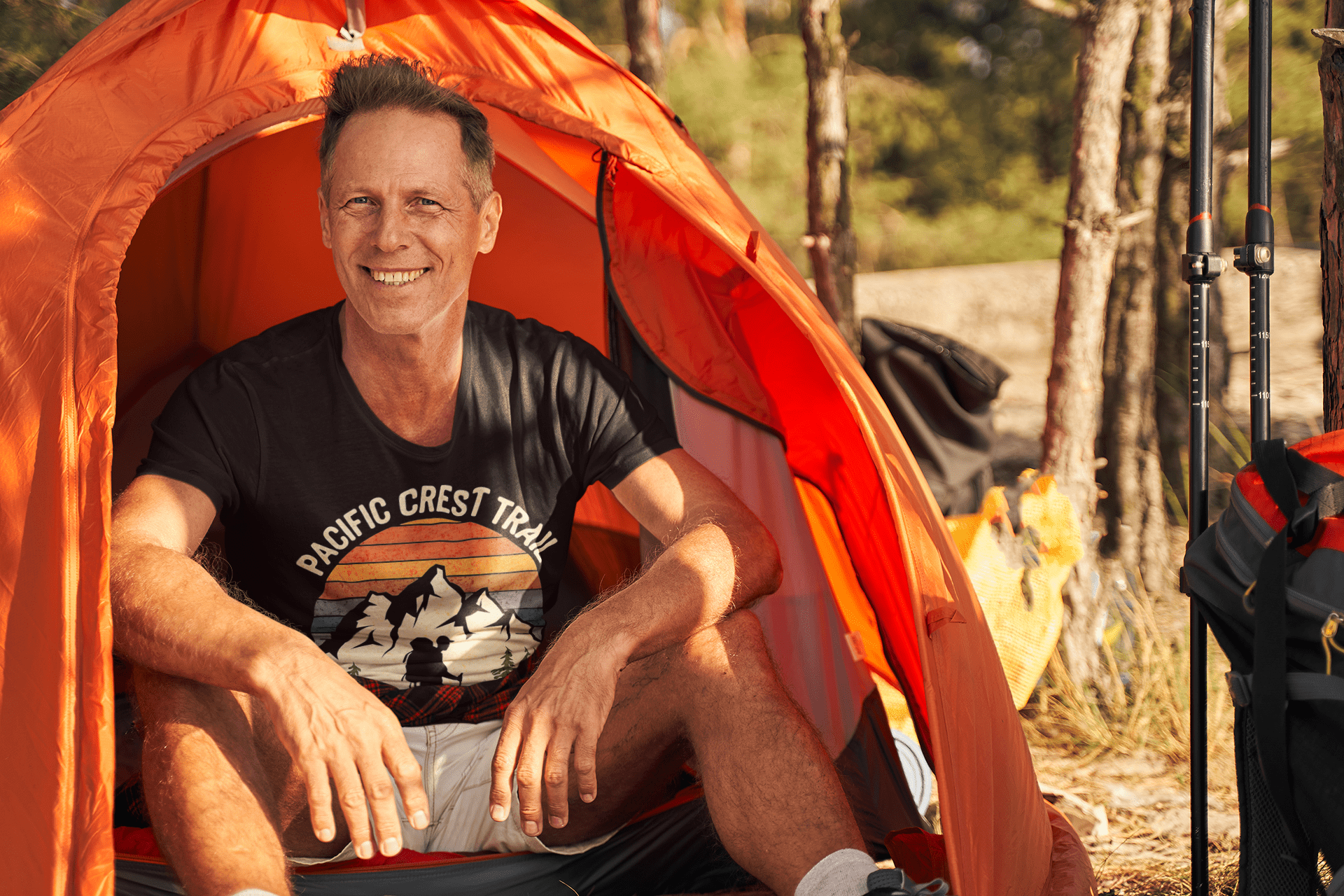 Pacific Crest Trail 2,650 Miles of Adventure graphic t-shirt shown from alternate product angle