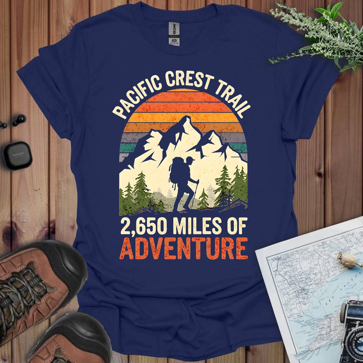 Pacific Crest Trail 2,650 Miles of Adventure graphic t-shirt detail or alternate product view