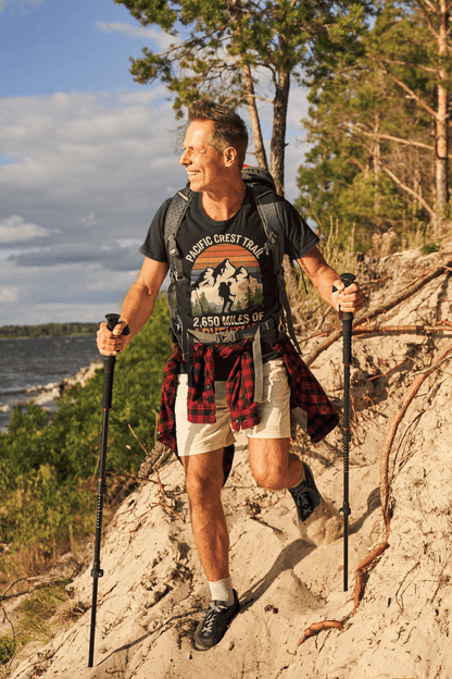 Pacific Crest Trail 2,650 Miles of Adventure graphic t-shirt shown in lifestyle or modeled setting