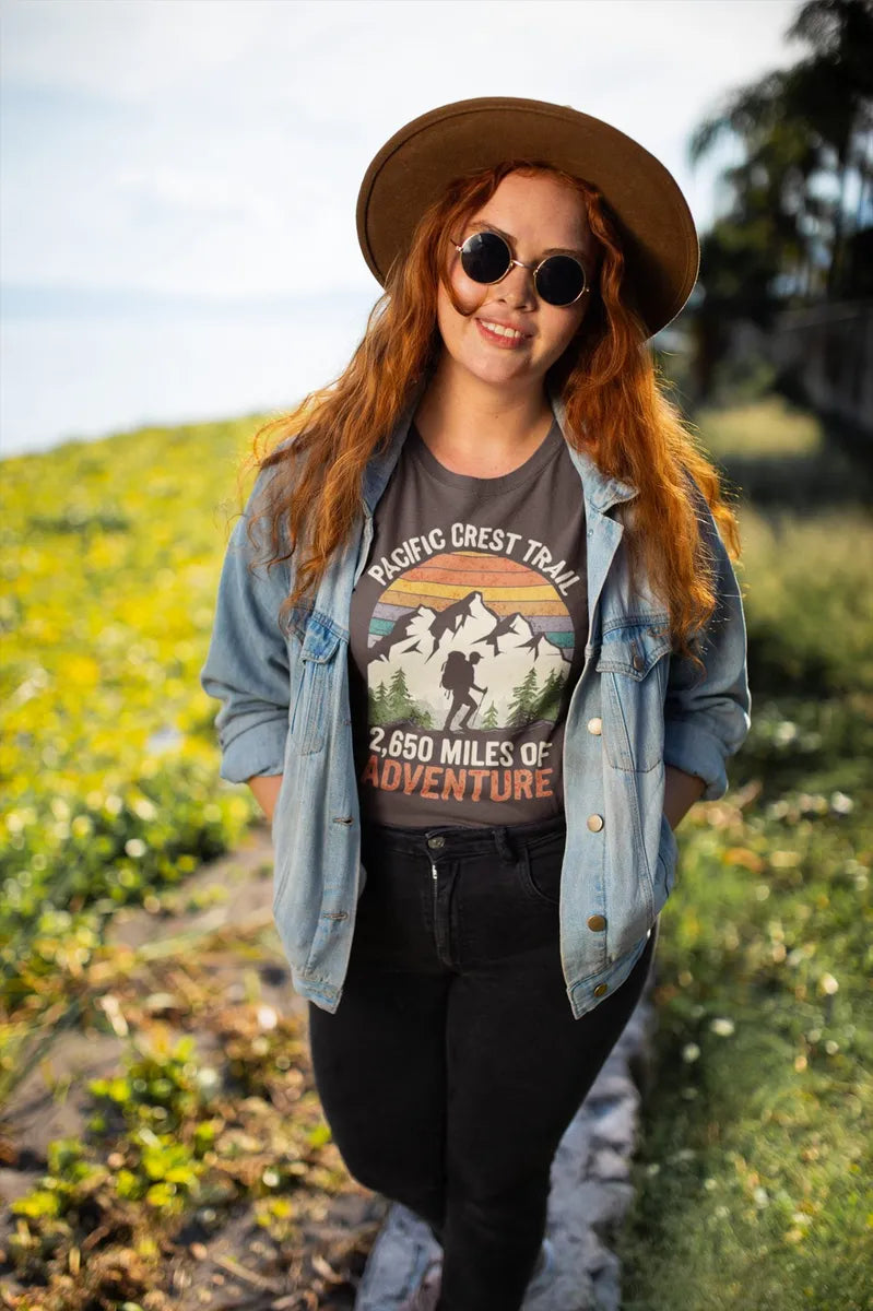 Pacific Crest Trail 2,650 Miles of Adventure graphic t-shirt shown in lifestyle or modeled setting