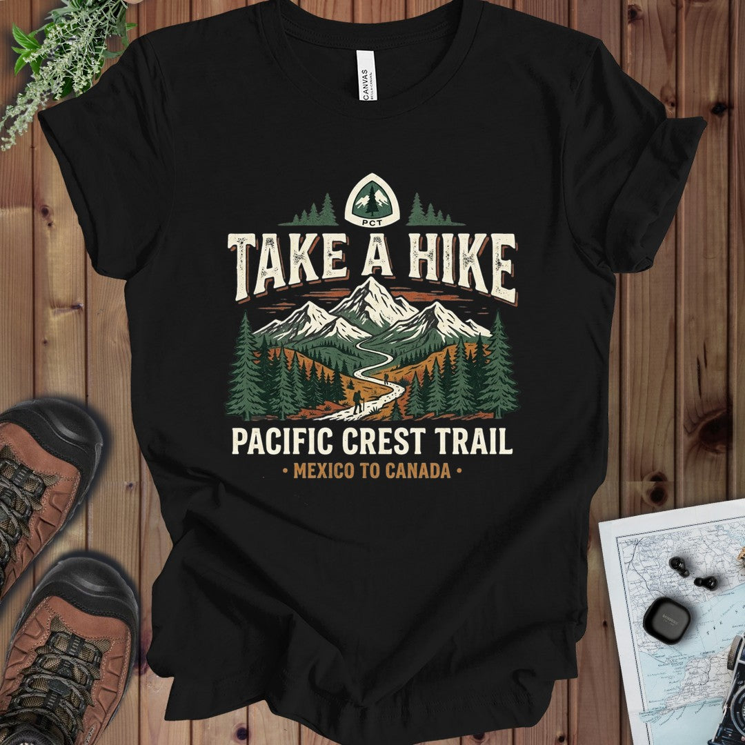 Take A Hike Pacific Crest Trail Graphic Kids T-Shirt in Black
