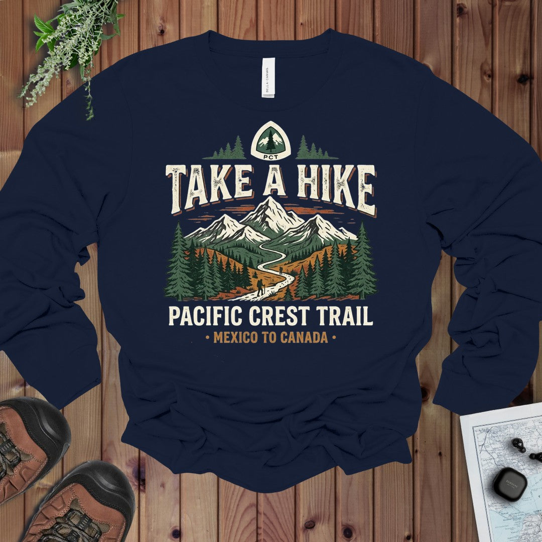 Take A Hike Pacific Crest Trail Graphic Long Sleeve T-Shirt in Navy