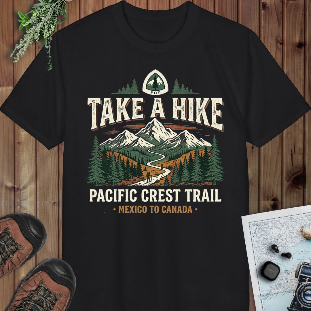 Take A Hike Pacific Crest Trail Graphic Performance T-Shirt in Black