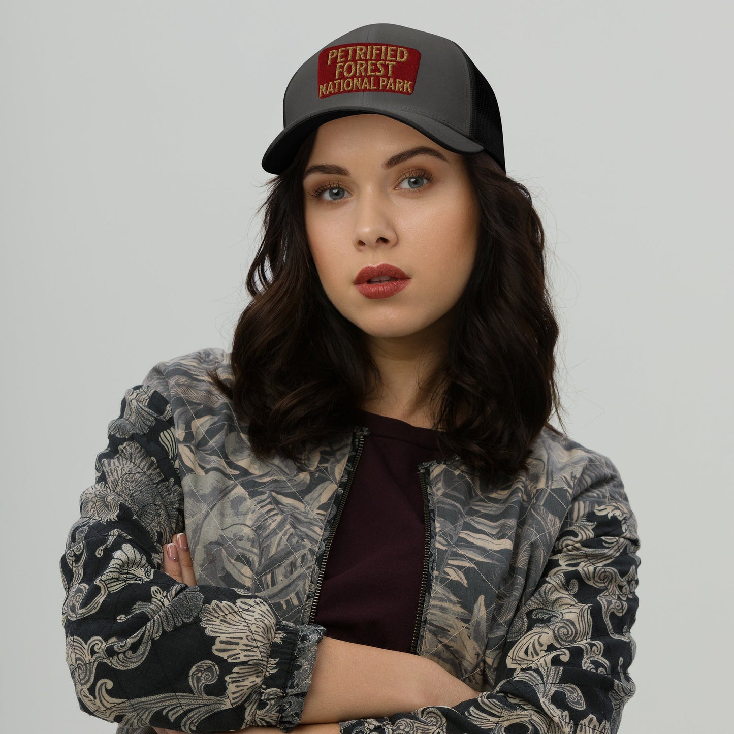 Petrified Forest National Park embroidered trucker hat detail or alternate product view