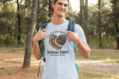 Petrified Forest National Park Heart Wood graphic t-shirt shown from alternate product angle