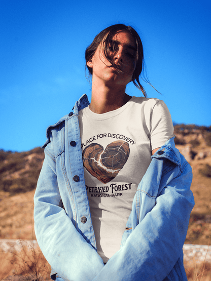 Petrified Forest National Park Heart Wood graphic t-shirt shown in lifestyle or modeled setting