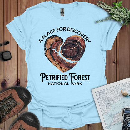 Petrified Forest National Park Heart Wood graphic t-shirt shown from alternate product angle