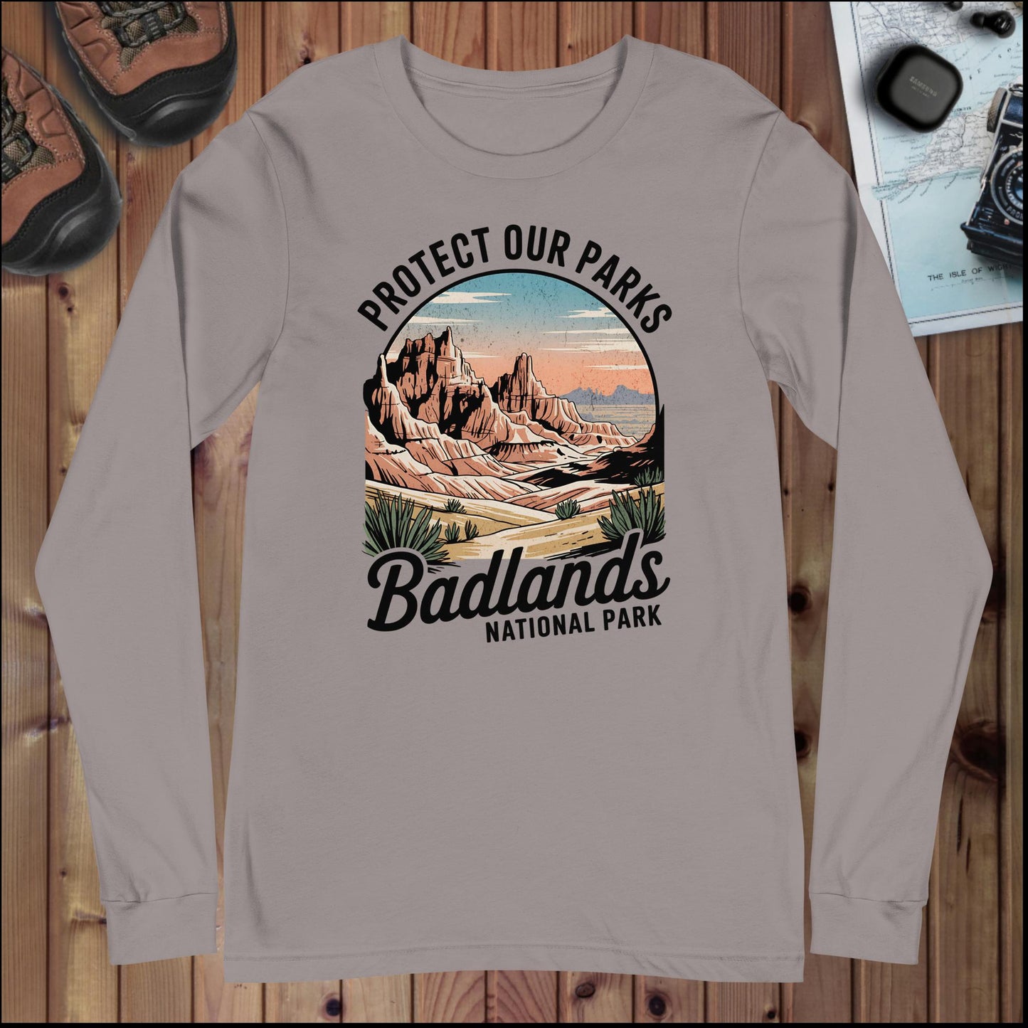 Protect Our Parks Badlands long sleeve t-shirt alternate color or product angle