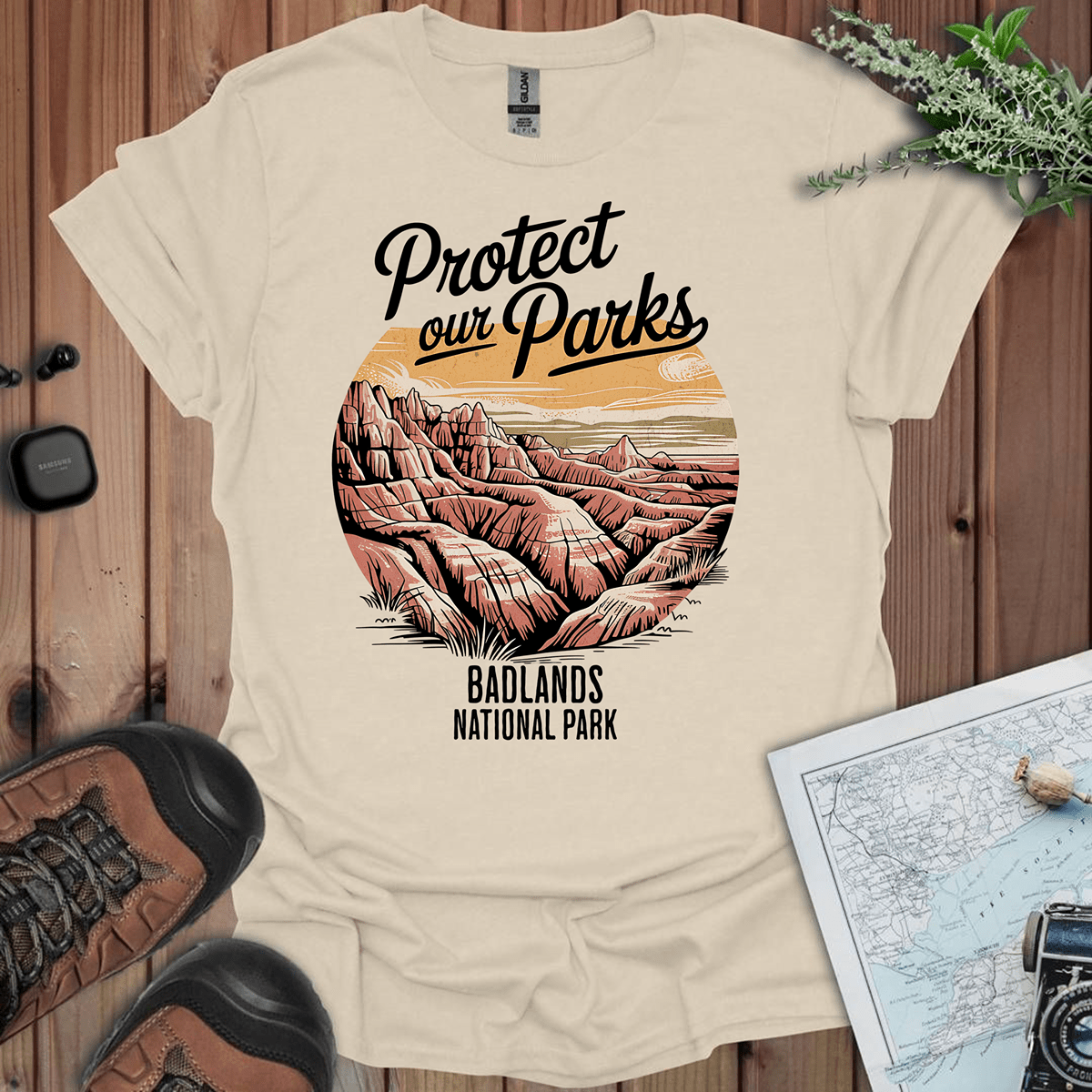 Protect Our Parks Badlands graphic t-shirt alternate apparel color or angle