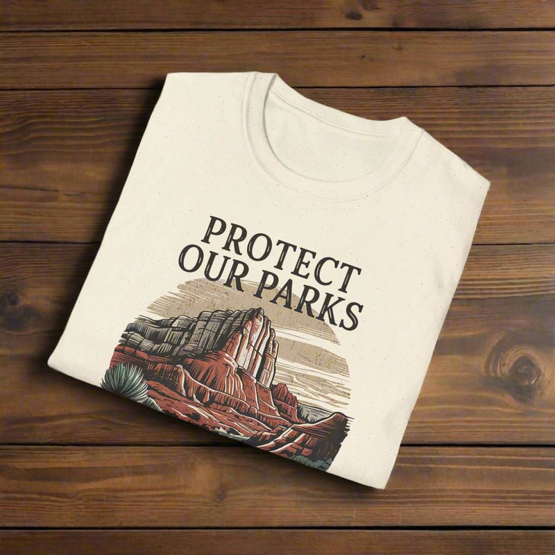 Protect Our Parks Capitol Reef graphic t-shirt shown in lifestyle or modeled setting