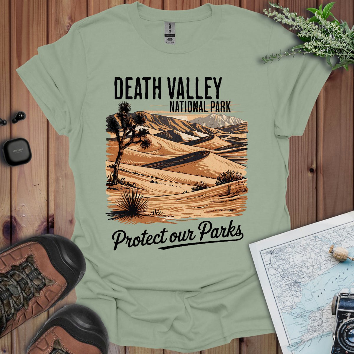 Protect Our Parks Death Valley graphic t-shirt shown in lifestyle or modeled setting