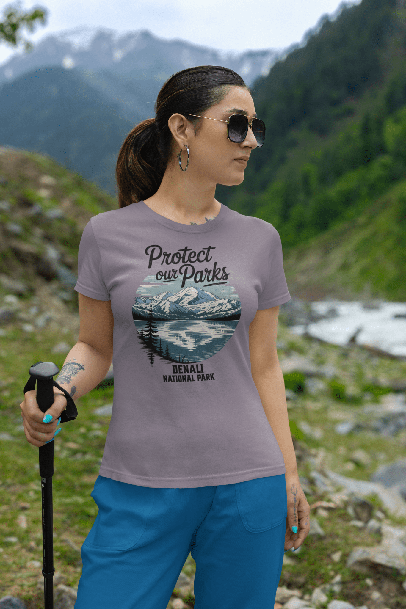 Protect Our Parks Denali graphic t-shirt shown in lifestyle or modeled setting