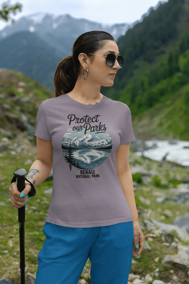 Protect Our Parks Denali graphic t-shirt shown in lifestyle or modeled setting
