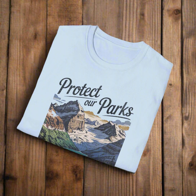 Protect Our Parks Glacier graphic t-shirt shown in lifestyle or modeled setting
