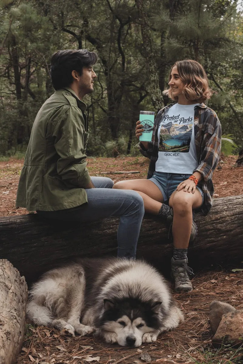 Protect Our Parks Glacier graphic t-shirt shown in lifestyle or modeled setting