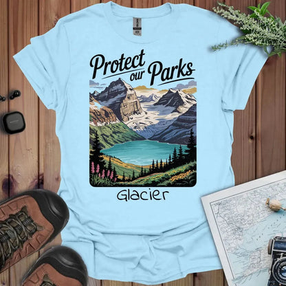 Protect Our Parks Glacier graphic t-shirt detail or alternate product view