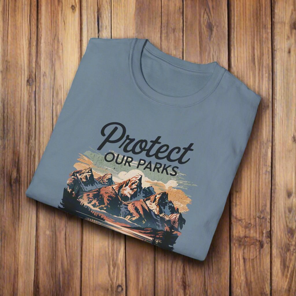 Protect Our Parks Grand Teton graphic t-shirt shown in lifestyle or modeled setting
