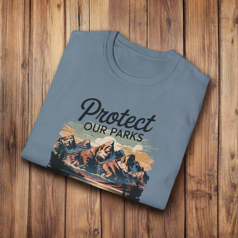 Protect Our Parks Grand Teton graphic t-shirt shown in lifestyle or modeled setting
