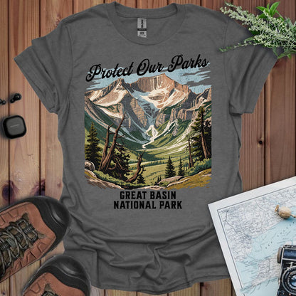Protect Our Parks Great Basin graphic t-shirt shown in lifestyle or modeled setting