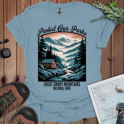 Protect Our Parks Great Smoky Mountains graphic t-shirt detail or alternate product view
