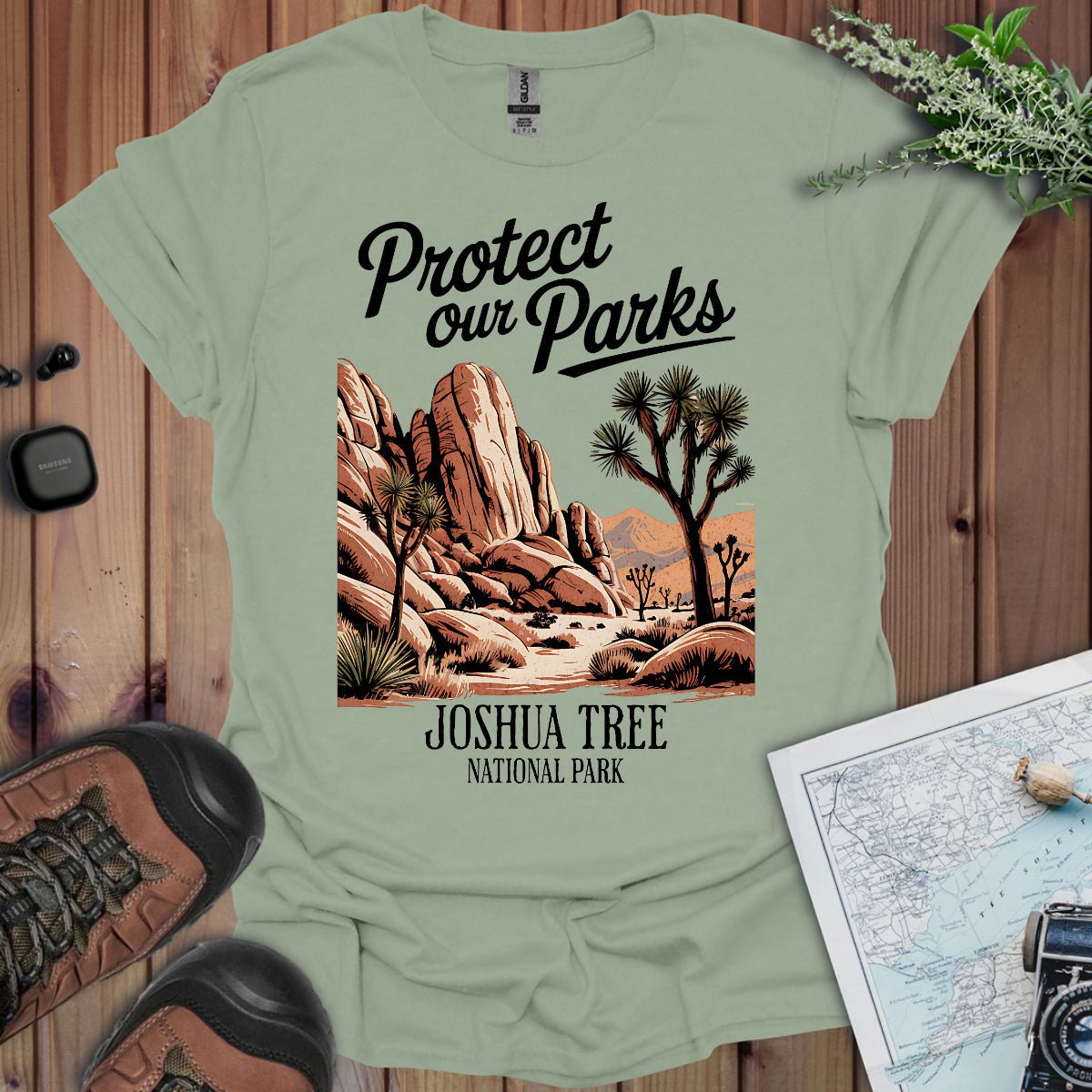 Protect Our Parks Joshua Tree graphic t-shirt detail or alternate product view