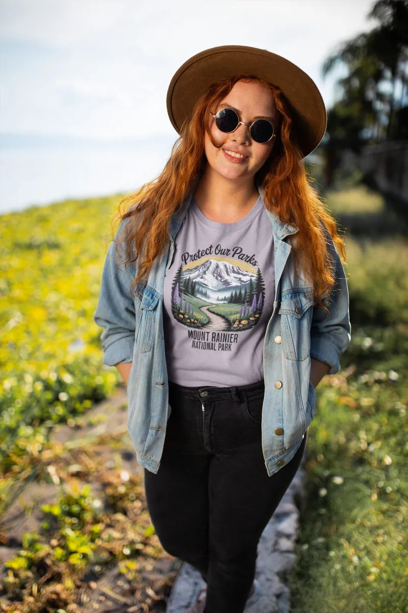 Protect Our Parks Mount Rainier graphic t-shirt detail or alternate product view