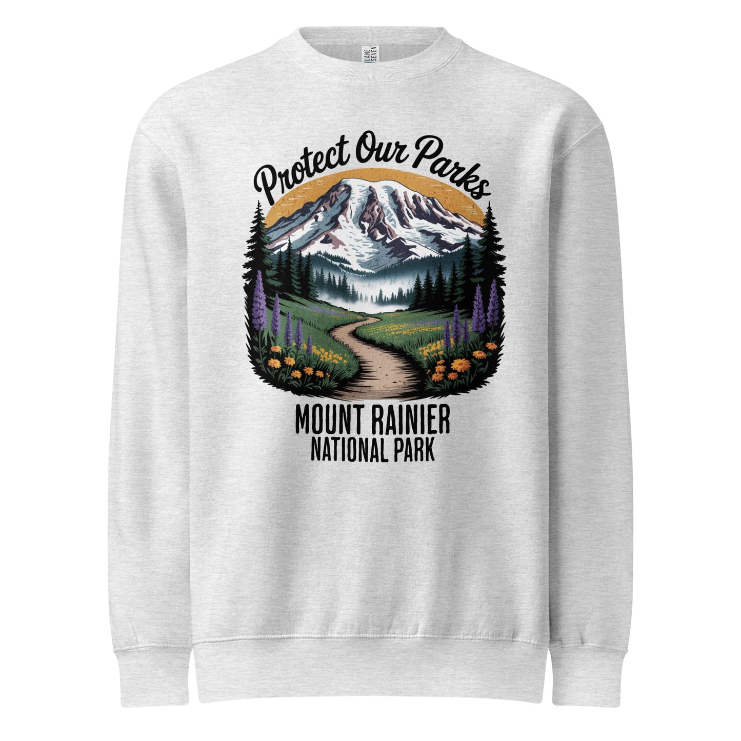 Protect Our Parks Rainier crewneck sweatshirt shown in lifestyle or modeled setting