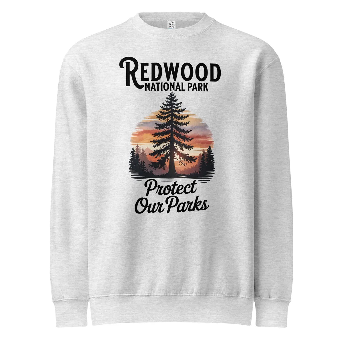 Protect Our Parks Redwood crewneck sweatshirt shown in lifestyle or modeled setting