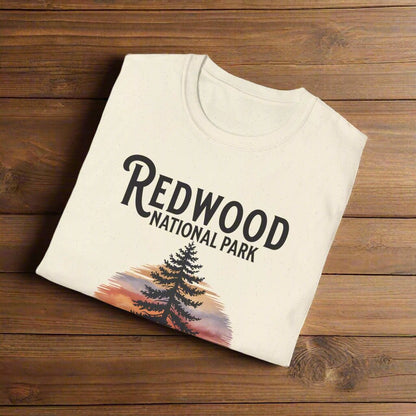 Protect Our Parks Redwood graphic t-shirt shown in lifestyle or modeled setting