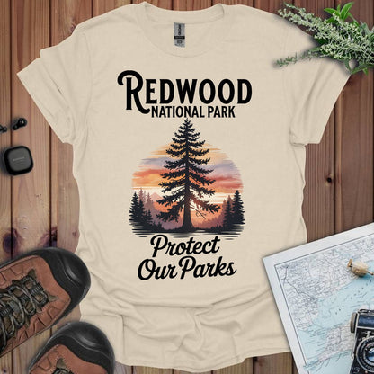 Protect Our Parks Redwood graphic t-shirt detail or alternate product view