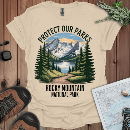 Protect Our Parks Rocky Mountain graphic t-shirt detail or alternate product view