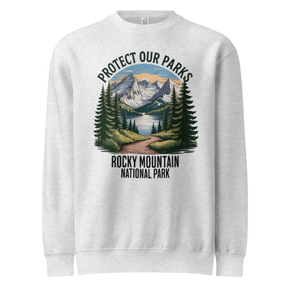 Protect Our Parks Rocky Mountains crewneck sweatshirt alternate apparel color or product angle